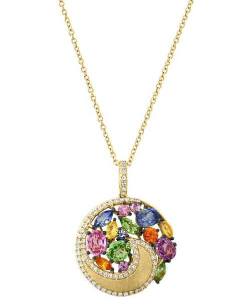 EFFY® Multi-Gemstone (2-3/8 ct. t.w.) & Diamond (1/4 ct. t.w.) Swirl Cluster 18" Pendant Necklace in 14k Gold