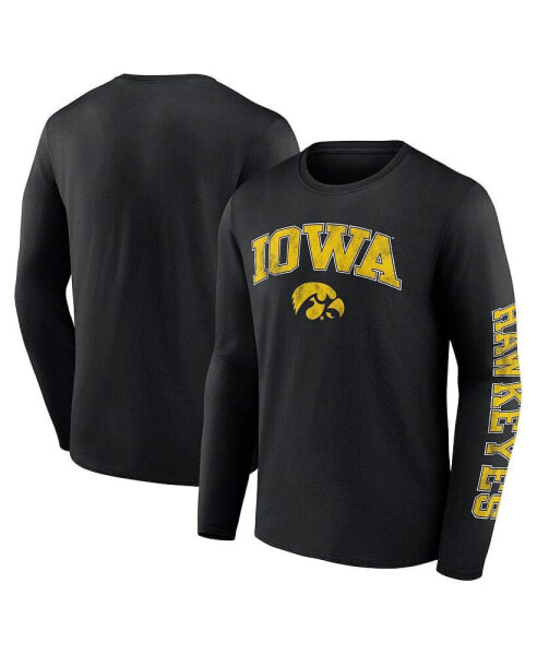 Men's Black Iowa Hawkeyes Distressed Arch Over Logo Long Sleeve T-shirt