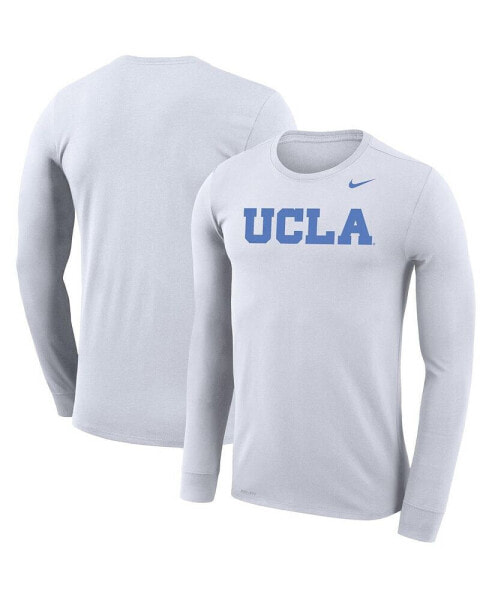 Men's White UCLA Bruins School Wordmark Logo Performance Legend Long Sleeve T-shirt
