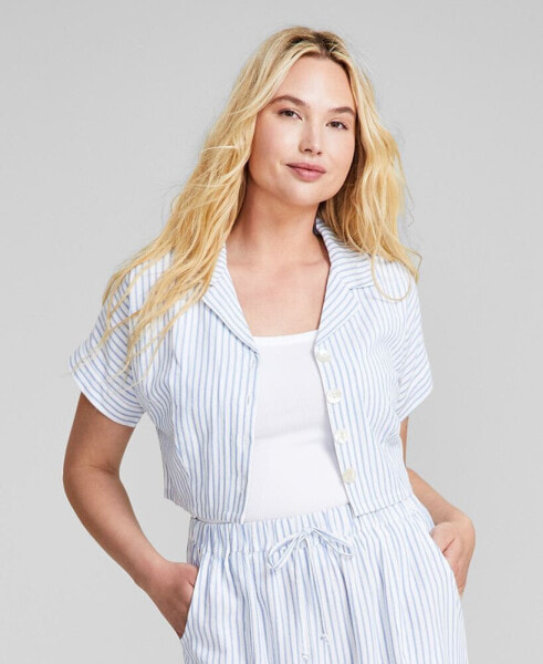 Women's Button-Front Linen Blend Shirt