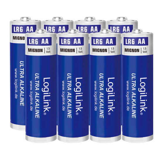 Одноразовые батарейки LogiLink LR6F8 AA Алкалиновые 1.5 V 8 шт. 1700 mAh