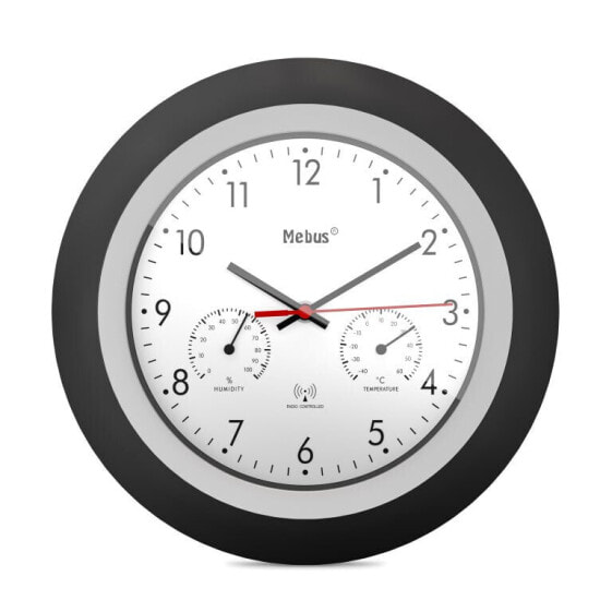 Mebus 19449 - Digital wall clock - Round - Black - White - Plastic - Modern - Battery