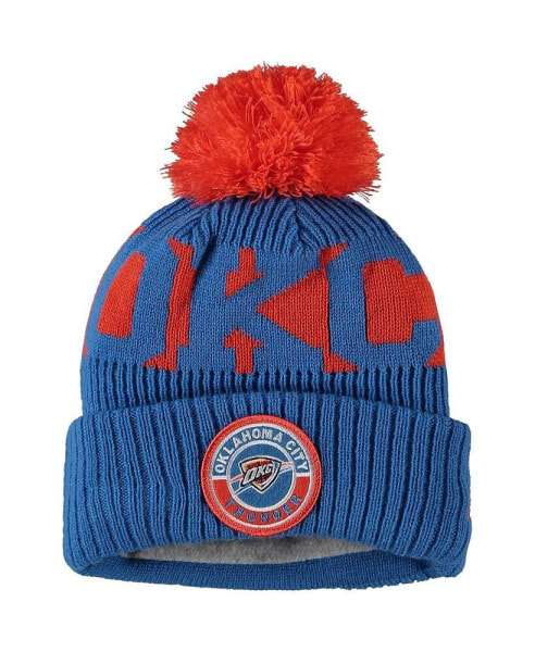 Big Boys Blue Oklahoma City Thunder Sport Cuffed Knit Hat with Pom