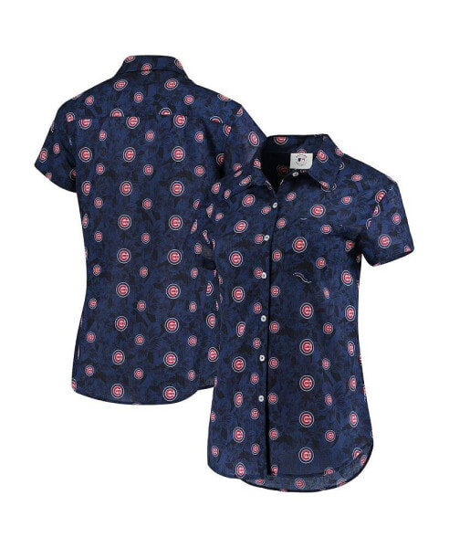 Women's Royal Chicago Cubs Floral Button Up Shirt
