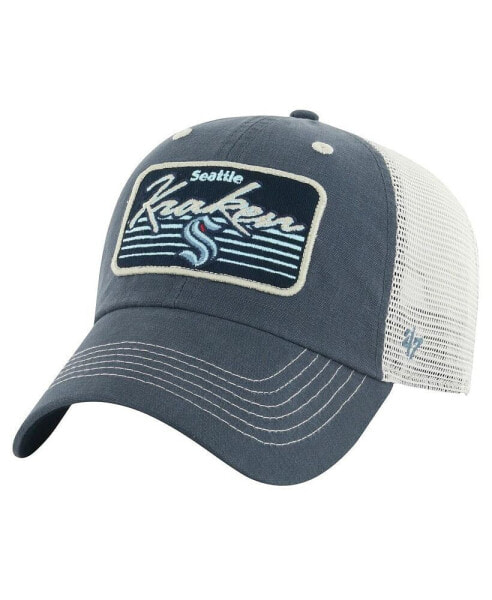 Men's Deep Sea Blue Seattle Kraken Five Point Patch Clean Up Adjustable Hat