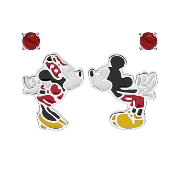 Silver set of Mickey and Minnie Mouse earrings SS00004SRRL.CS