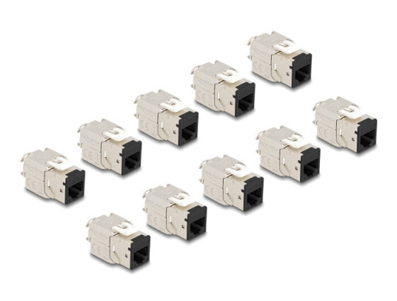 Delock Keystone Modul RJ45 Buchse zu LSA Cat.6A werkzeugfrei schwarz Set 10