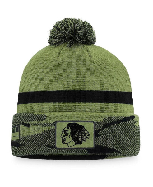 Men's Camo Chicago Blackhawks Military-Inspired Appreciation Cuffed Knit Hat with Pom