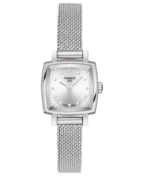 Women's Swiss T-Lady Lovely Diamond Accent Stainless Steel Mesh Bracelet Watch 20mm