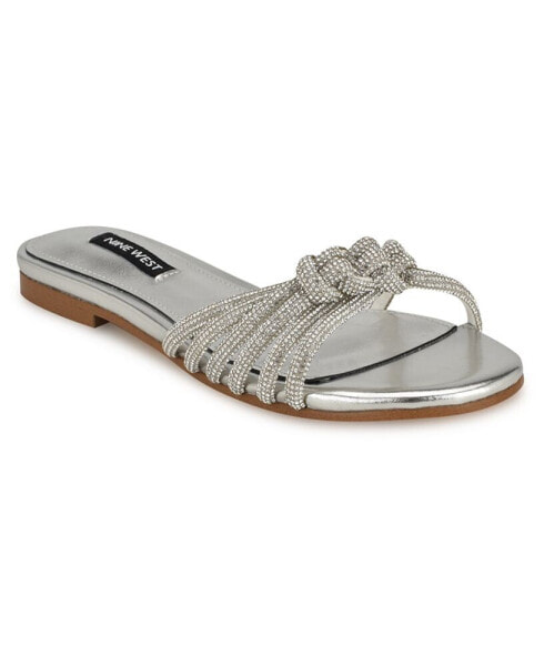 Women's Luxury Slip-On Strappy Embellished Flat Sandals