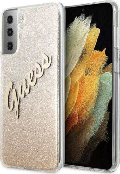 Guess Etui Guess GUHCS21MPCUGLSGO Samsung Galaxy S21+ Plus złoty/gold hardcase Glitter Gradient Script