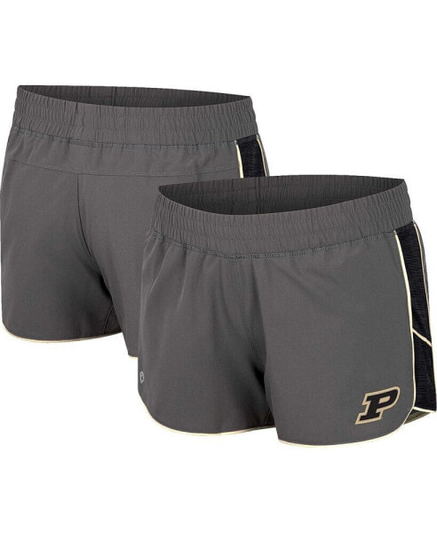 Women's Gray Purdue Boilermakers Pull The Switch Running Shorts