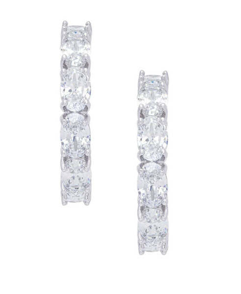 Cubic Zirconia Hoop Silver Plate Earrings