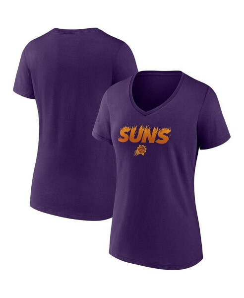 Women's Purple Phoenix Suns Hometown Collection On Fire V-Neck T-shirt