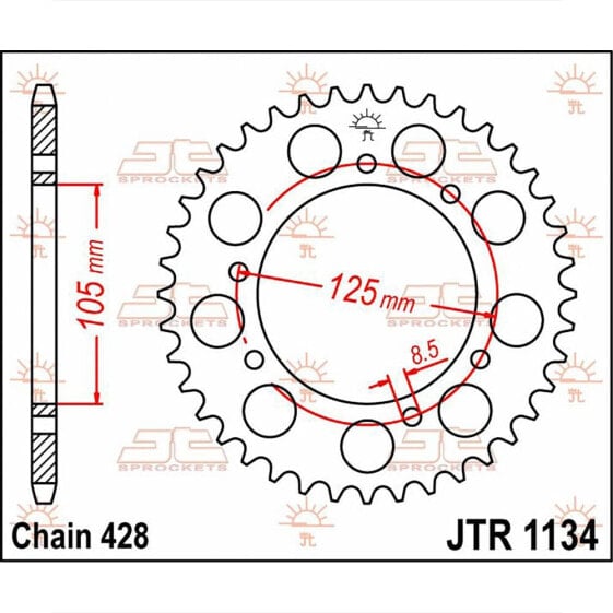 JT SPROCKETS 428 JTR1134.52 Steel Rear Sprocket