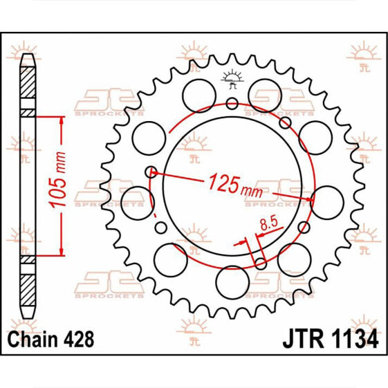 Задняя звезда мотоцикла JT Sprockets 428 JTR1134.52 Steel Rear Sprocket