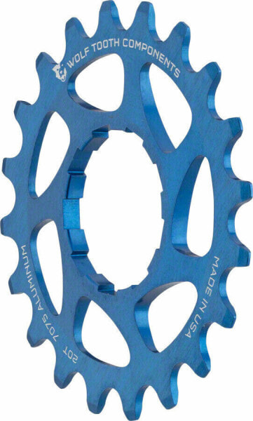 Кассета для велосипеда Wolf Tooth Single Speed Aluminum Cog 20T, совместимая с цепями 3/32", синяя