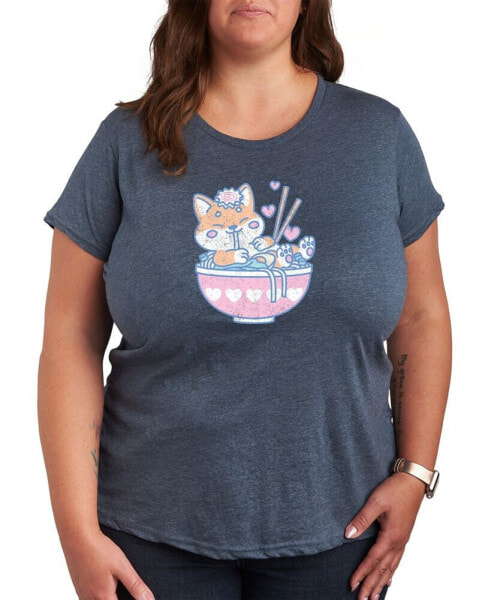 Trendy Plus Size Cute Ramen Graphic Short Sleeve T-shirt