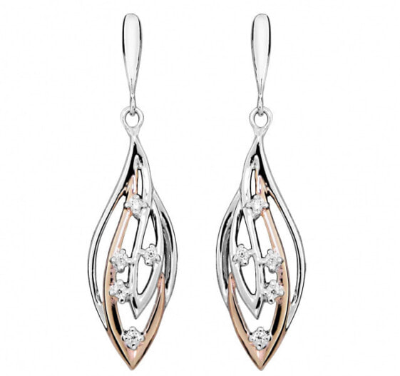 Elegant bicolor earrings with zircons SC363