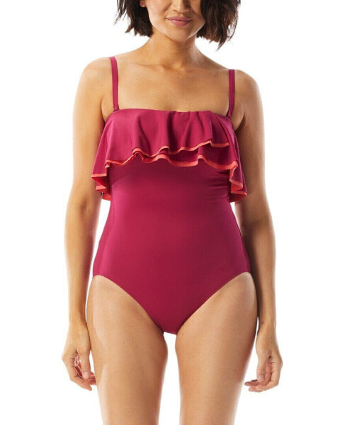 Coco Contours Agate Ruffle Bandeau One-Piece Women's