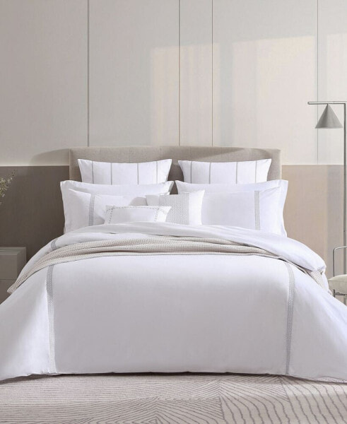 CLOSEOUT! Lattice Solid Cotton Percale 7 Piece Duvet Cover Set, Queen