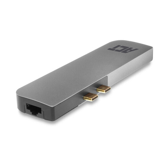ACT AC7044 - Docking - USB 3.2 Gen 2 (3.1 Gen 2) Type-C - 100 W - 10,100,1000 Mbit/s - Grey - MicroSD (TransFlash) - SD