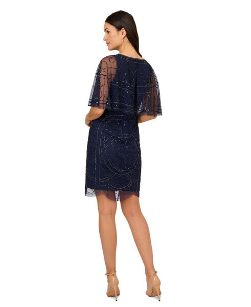 Women's Embellished Capelet Dress