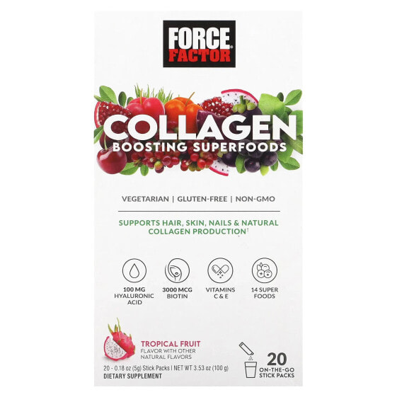 Collagen Boosting Superfoods, Tropical Fruit, 20 Stick Packs, 0.18 oz (5 g) Each