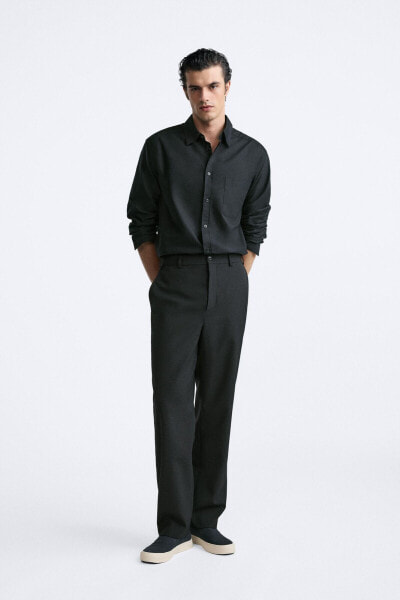 STRAIGHT-LEG WOOL BLEND TROUSERS