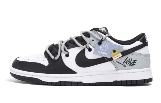 【定制球鞋】 Nike Dunk Low 笑脸 做旧 高街 低帮 板鞋 女款 灰色 / Кроссовки Nike Dunk Low CW1590-100