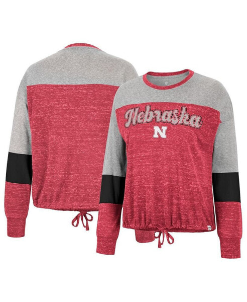 Women's Scarlet Nebraska Huskers Joanna Tie Front Long Sleeve T-shirt