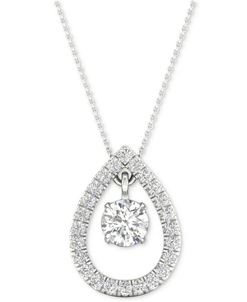 Macy's diamond Orbital Halo Teardrop Pendant Necklace (1/4 ct. t.w.) in 10k White Gold, 16" + 2" extender