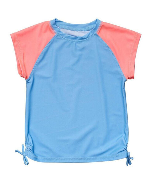 Toddler, Child Girls Cornflower Peach Sleeve SS Rash Top