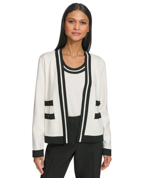 Women's Open-Front Long-sleeve Knit Cardigan