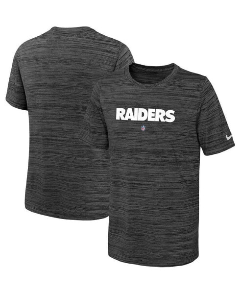 Big Boys Black Las Vegas Raiders Sideline Velocity Performance T-shirt