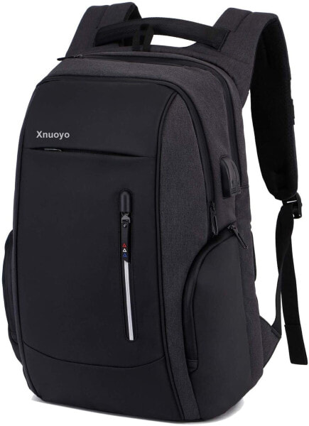 Xnuoyo 17.3 Zoll Anti-Diebstahl Laptop Rucksäcke, Handtasche Herren Damen Schulrucksack mit Schloss, USB Anschluss und Headphone Port, Schultertasche mit Croßem Laptopfach und Zubehörfächer (Grau)