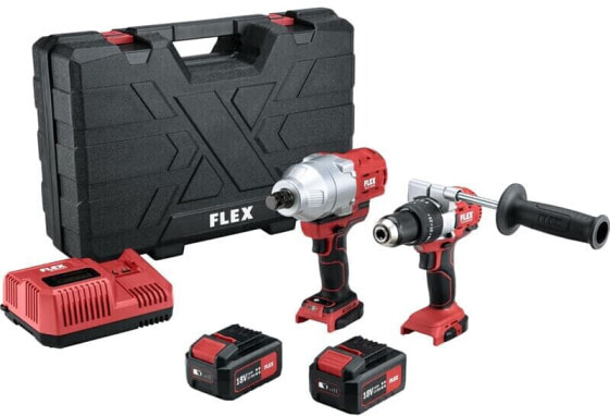 Flex Maschinen-Set: PD 2G 18.0-EC FS55 + IW 3/4” 18.0-EC, 2x 5,0 Ah und Lader