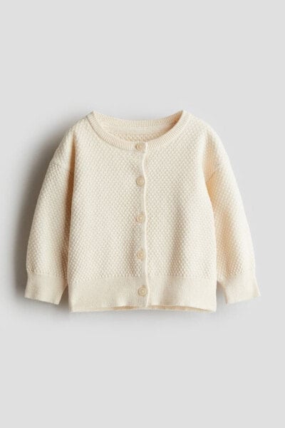 Pattern-knit Cotton Cardigan