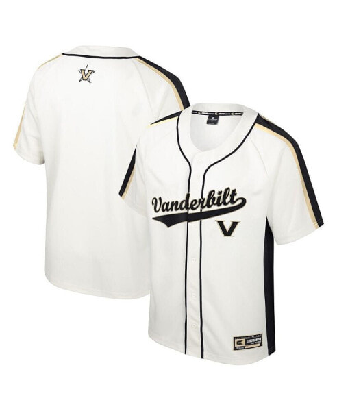 Men's Cream Distressed Vanderbilt Commodores Ruth Button-Up Baseball Jersey