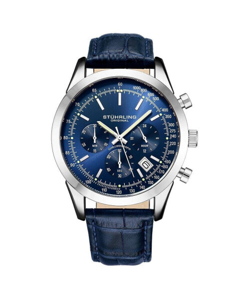 Men's Monaco Blue Leather , Blue Dial , 44mm Round Watch