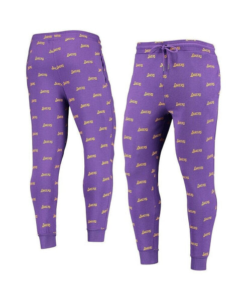 Men's Purple Los Angeles Lakers Allover Logo Jogger Pants