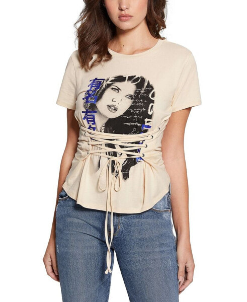 Women's Manga Print Corset T-Shirt