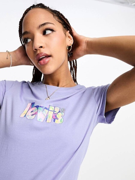 Levi's perfect t-shirt with marble poster logo in purple