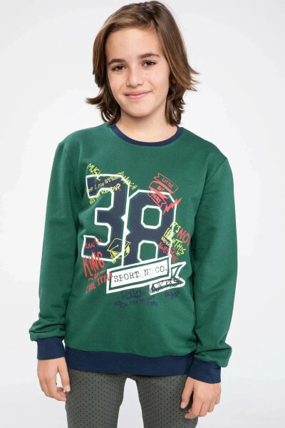 Yeşil Erkek Çocuk Baskılı Sweatshirt J6840A6.18AU.GN259