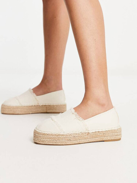 South Beach frayed espadrille in cream