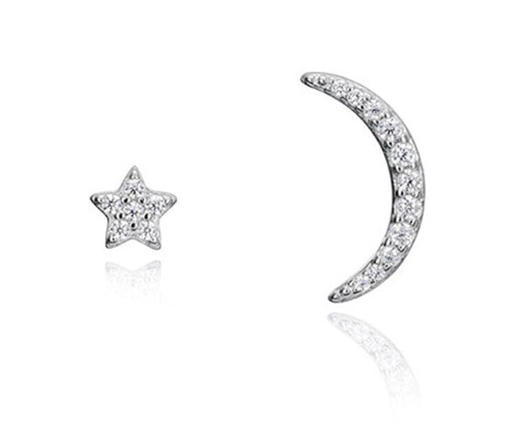 Silver asymmetrical earrings with zircons Popular 71061E000-30