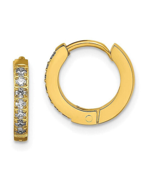 Stainless Steel Yellow plated Crystal Hinged Hoop Earrings