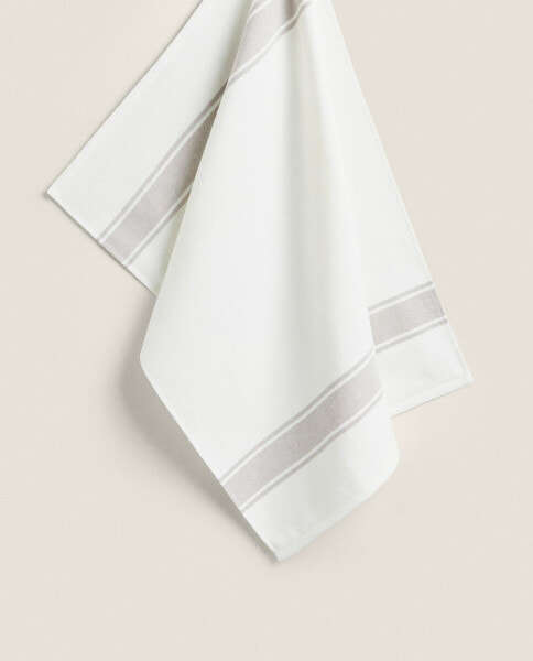 Cotton terry tea towel with stripe