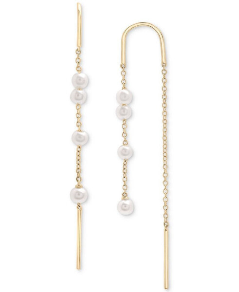 Cultured Freshwater Pearl (3mm) Pull-Through Threader Earrings in 14k Gold