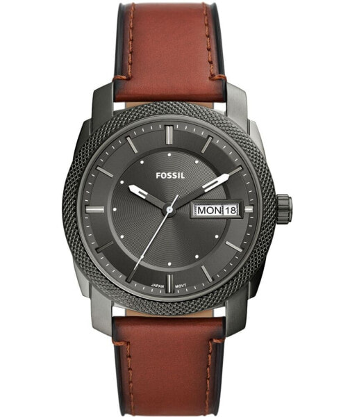 Men's Machine Brown Leather Strap Watch 42mm